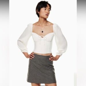 Aritzia Wilfred Novella Long Sleeve Puff shoulder Blouse Light Birch Sz 2XL XXL